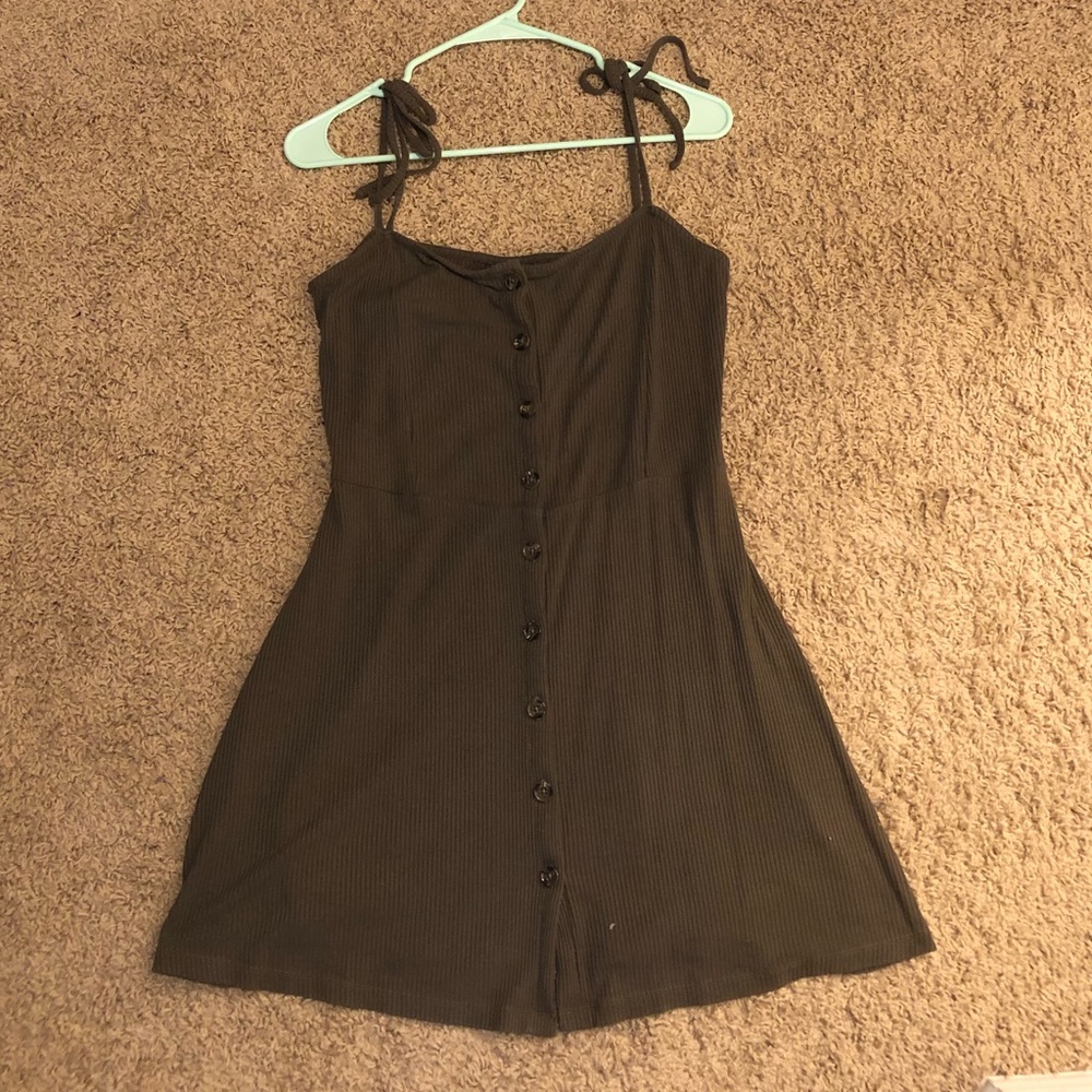 Olive green tie-strap dress